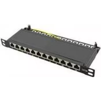 LogiLink - savienotājpanelis - montējams statīvā - RJ-45 X 12 - melns, RAL 9005 - 0.5U - 25.4 cm (10)