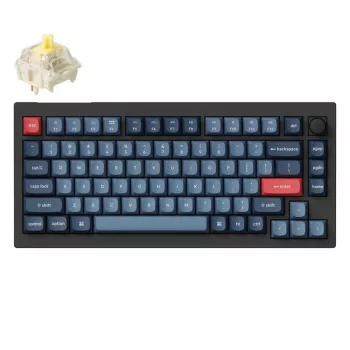 Keychron V1 Max tastatūra universāla USB RF bezvadu Bluetooth melna pelēka 75% mehāniskā