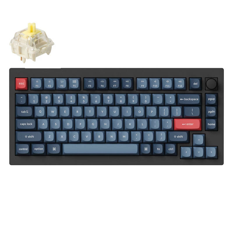 Keychron V1 Max tastatūra universāla USB RF bezvadu Bluetooth melna pelēka 75% mehāniskā
