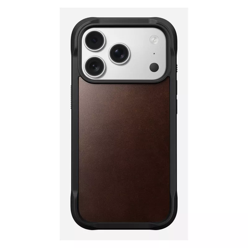 Mobilā tālruņa maciņš Nomad Rugged Leather vāciņš iPhone 17 Pro, 6,3 collas (16 cm), brūns, āda/TPU/alumīnijs