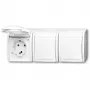 Kontaktligzda CEE 7/3 Busch‑Jäger 2084-0-0712, 2P+E, 16 A, 250 V, IP44, balta, 222×83×55 mm