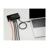 DELOCK USB centrmezgls, 3 pieslēgvietas, 5 Gbps, ar RJ45 Gigabit PoE++ un USB Type-C saimniekdatora pieslēgvietu, metāla korpuss, 1,5 kV izolācija, melns