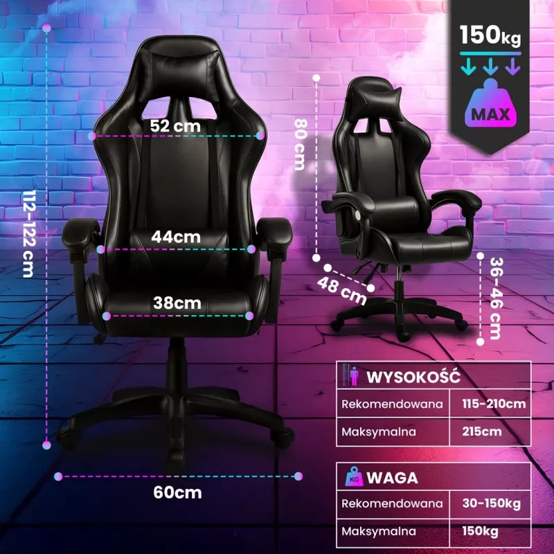 Extralink Gaming | Spēļu krēsls | biroja, grozāms, kausa, melns, G-524