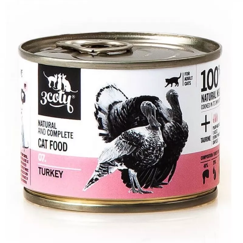 3COTY 07. Tītars - mitrā kaķu barība - 180g