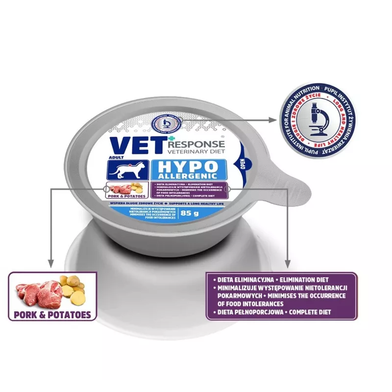 VET RESPONSE Hipoalerģiska cūkgaļa - mitrā kaķu barība - 85g