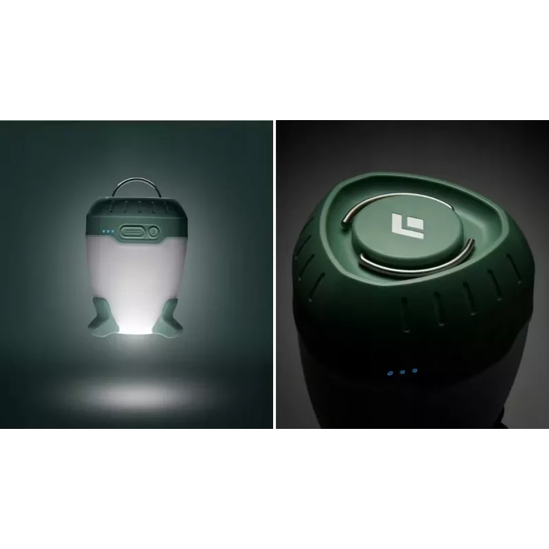 Kempinga laterna Melns Diamond Orbiter 450 — LED, 450 lm, 2000 mAh, IPX4, piekāršanas āķis un magnētiskais stiprinājums