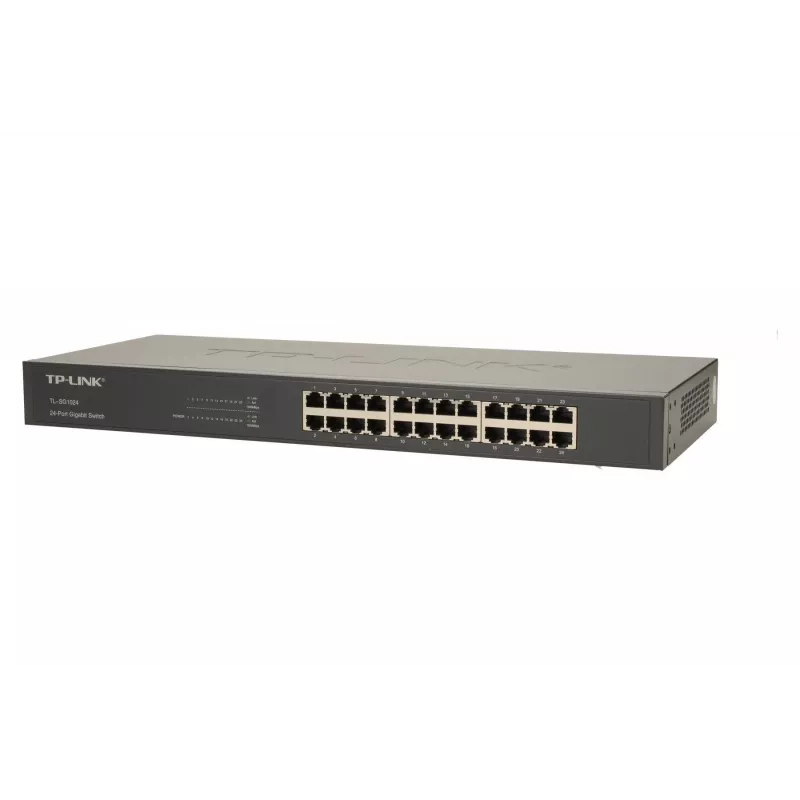 TP-Link 24 portu Gigabit tīkla slēdzis plauktu montāžai, nepārvaldīts, Gigabit Ethernet (10/100/1000), pilns duplekss, plauktu montāža, 1U
