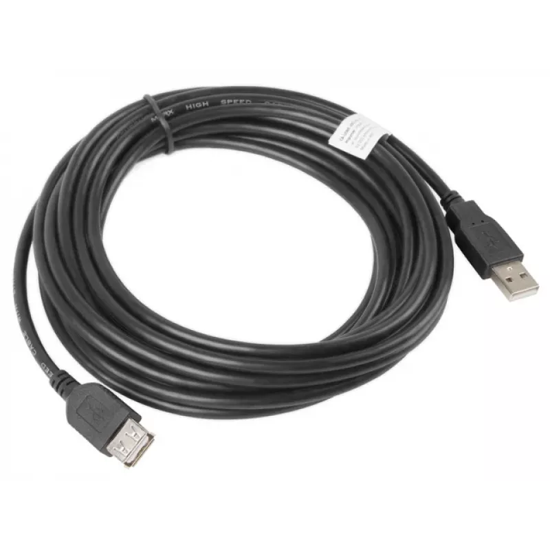 Lanberg CA-USBE-10CC-0050-BK USB kabelis 5 m USB 2.0 USB A Melns (CA-USBE-10CC-0050-BK)