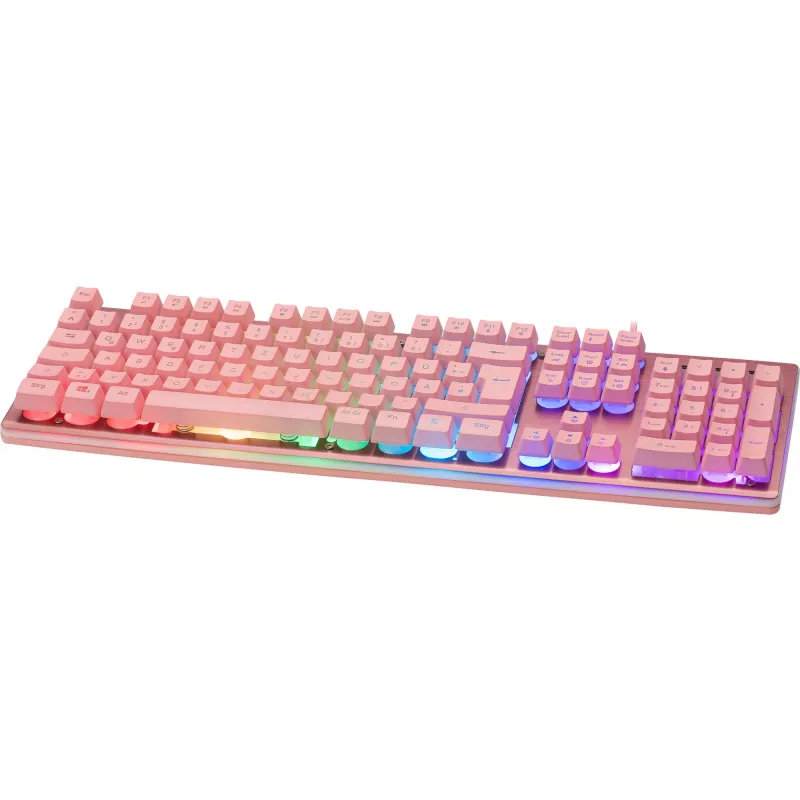 Deltaco GAM-021-RGB-P-DE - pilna izmēra (100%) - USB - membrānas taustiņu slēdzis - QWERTZ - Rozā