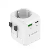 Ceļojuma strāvas adapteris GEMBIRD TPA-EU1A1C20-01-W 20W, USB-A 18W + USB-C 20W, Schuko ligzda, ieeja 100–250 V