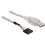USB 2.0-A vīriešu uz kontaktu spraudņa kabelis DeLOCK 83078 sudraba krāsā