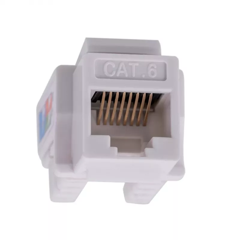 Keystone modulis LANBERG KSU6-1090, Cat6 U/UTP plakans, RJ-45 vīrišķais uz LSA sievišķo, AWG 22/26, 14.5×16.1 mm, balts