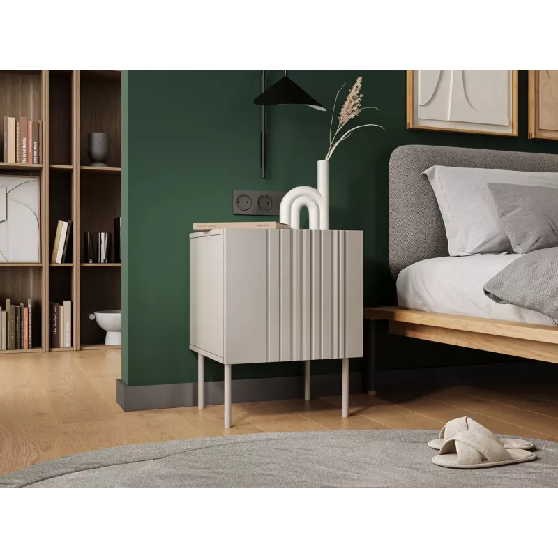 Nightstand Cama Meble ISLA 44.5x40x59 cm kašmira matēts, MDF un skaidu plātne, 2 gab. komplekts