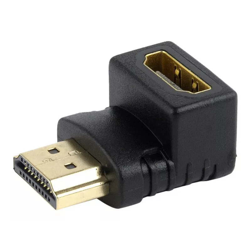 HDMI savienotāju adapteris GEMBIRD A-HDMI90-FML, HDMI uz HDMI, taisnleņķa 90° adapteris, melns