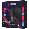LORGAR Voicer 931, Gaming mikrofons, melns, USB kondensatora mikrofons ar izlices statīvu, pop filtru, statīvu. Iekļauts: 1* mikrofons, 1* izlices statīvs ar C-skavu, 1* triecienamortizators