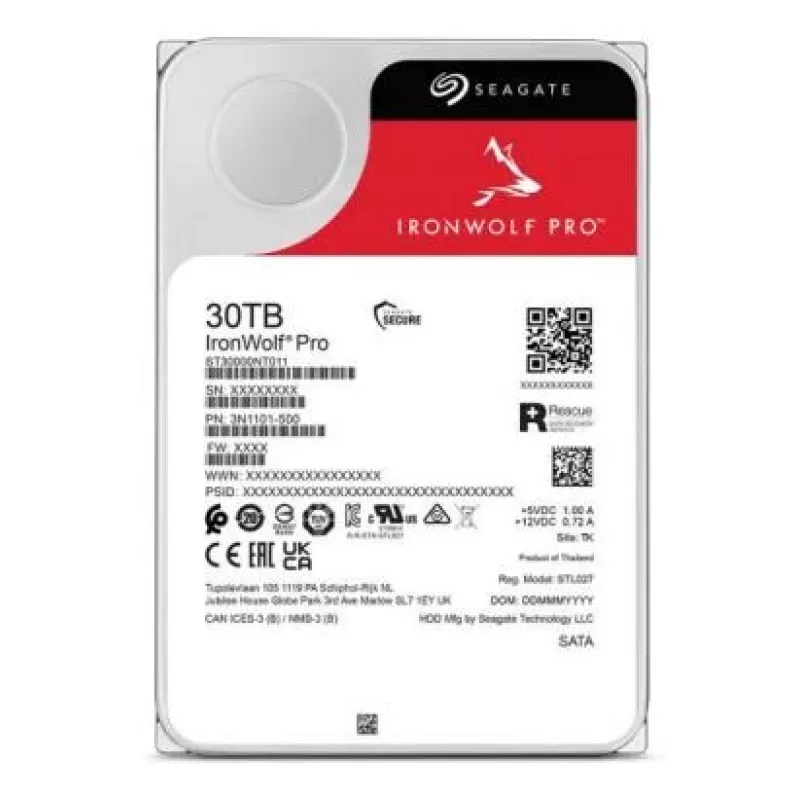 Seagate IronWolf Pro ST30000NT011 iekšējais cietais disks 30 TB 7200 RPM 512 MB 3.5 collu Serial ATA III