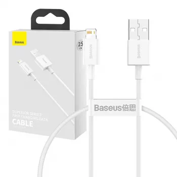Baseus Superior Series kabelis USB–Lightning, 2,4 A, 0,25 m (balts)