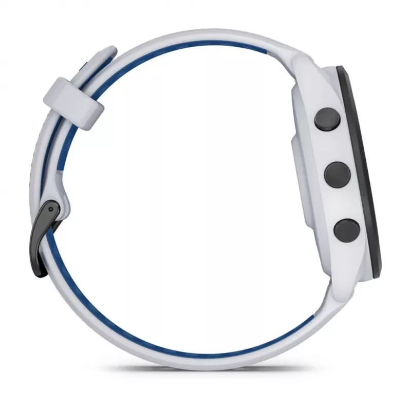 GARMIN Forerunner 265 viedpulkstenis — 46 mm GFRP korpuss, AMOLED 1,3 collas, GPS/GLONASS/Galileo, 15 dienu akumulators, 5 ATM, silikona siksniņa