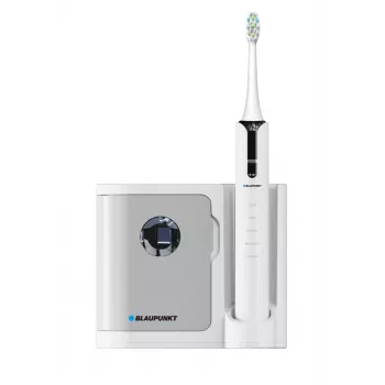 Vibrējošā zobu birste BLAUPUNKT DTS711 — 5 režīmi, 48 000 kust./min, iebūvēts akumulators, 4 birstes galviņas, uzlādes bāze ar UV sterilizatoru