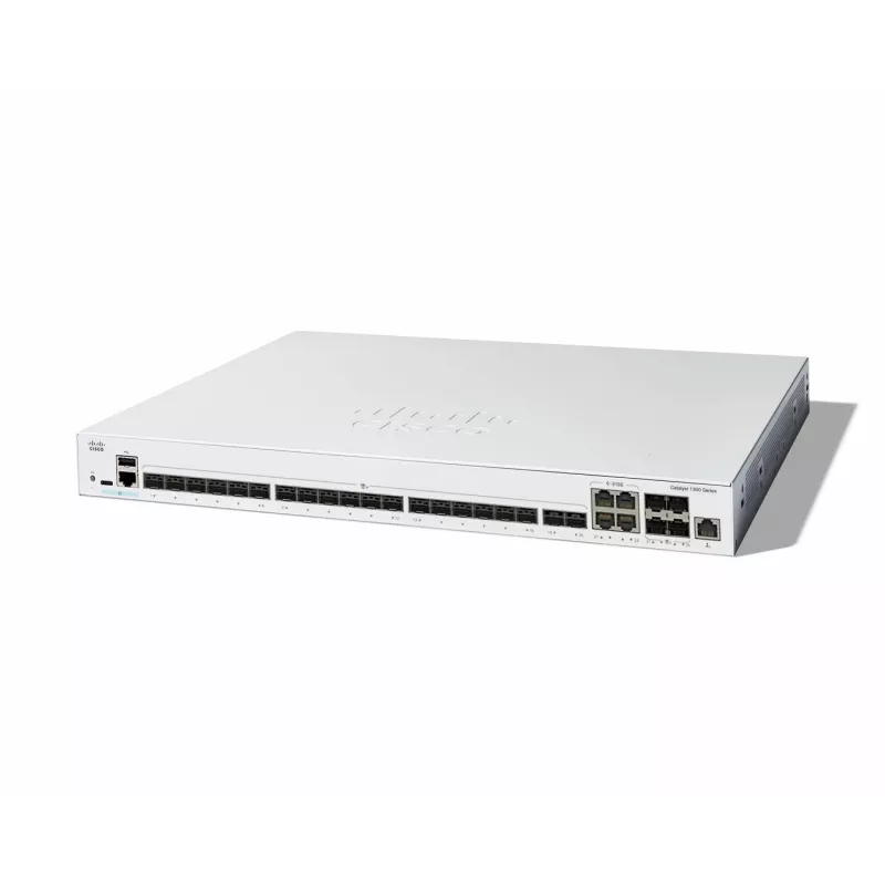 Tīkla slēdzis Cisco Catalyst C1300-24XS Pārvaldāms L2/L3, 480 Gbit/s komutācijas jauda, RJ-45/USB-C konsole, 16 000 MAC tabula, pelēks, 4,15 kg
