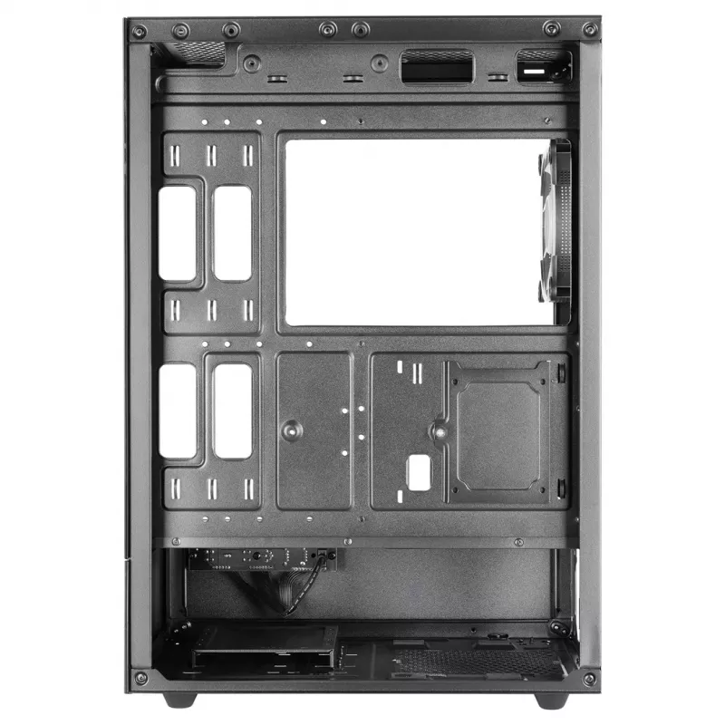 PC korpuss TACENS Mars Gaming MC-XO Midi Tower Melns — ATX/Micro-ATX/Mini-ITX, barošanas bloks apakšā, 1×120 mm aizmugurējais ventilators, atbalsta līdz 328 mm GPU