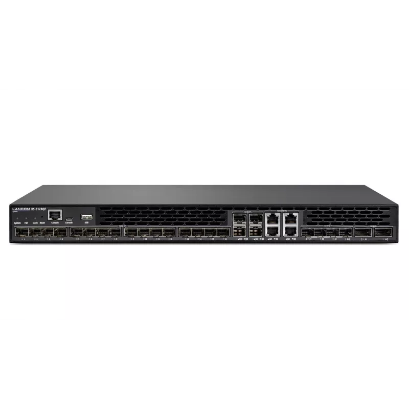 LANCOM XS-6128QF - Slēdzis - L3 - pārvaldīts - 16 x 10 Gigabit SFP+ + 4 x combo 10 Gigabit SFP+/RJ-45 + 4 x Combo 25 Gigabit SFP28 (augšupsaite) + 2 x Combo 40 Gigabit QSFP+ (augšupsaite) - gaiss