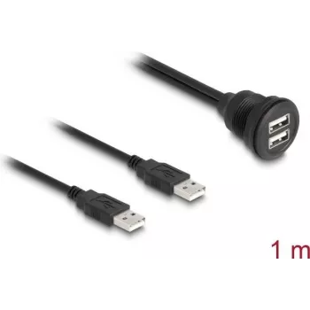 DeLOCK USB 2.0 kabelis 2 x USB Type-A vīr. uz 2 x USB Type-A siev. 1 m melns