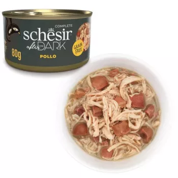 Mitrā kaķu barība Agras Pet Foods Schesir 80 g — vistas gaļa, bez graudiem, pieaugušiem, jebkurai šķirnei