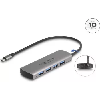 USB centrmezgls DeLOCK 64293 Type-C 10000 Mbit/s pelēks