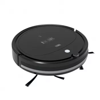 Robot vacuum cleaner TEESA Smart VAC 2 — apaļš, melns, 1000 Pa sūkšanas jauda, 9,6V/2000mAh Li akumulators, 0,2 L putekļu kaste, Wi‑Fi, automātiska atgriešanās
