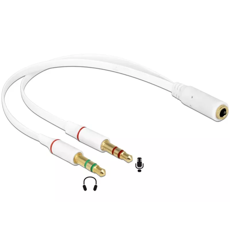 Audio kabelis DeLOCK 65585 0,2 m 2 x 3,5 mm vīrišķais uz 3,5 mm sievišķais balts