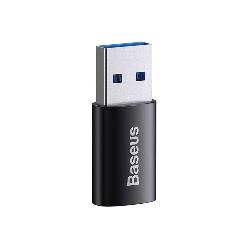 Adapter Baseus Ingenuity USB Type-A (sievietes) uz USB Type-C (vīriešu) 10 Gbit/s, melns, 14×22×8 mm
