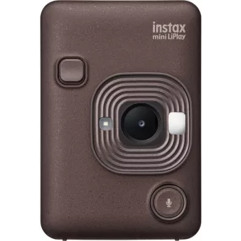 Tūlītējās drukas kamera Fujifilm Instax mini LiPlay — 1/5 collas 2560×1920 CMOS, drukā 86×54 mm, 2,7 collu TFT, bronzas krāsā