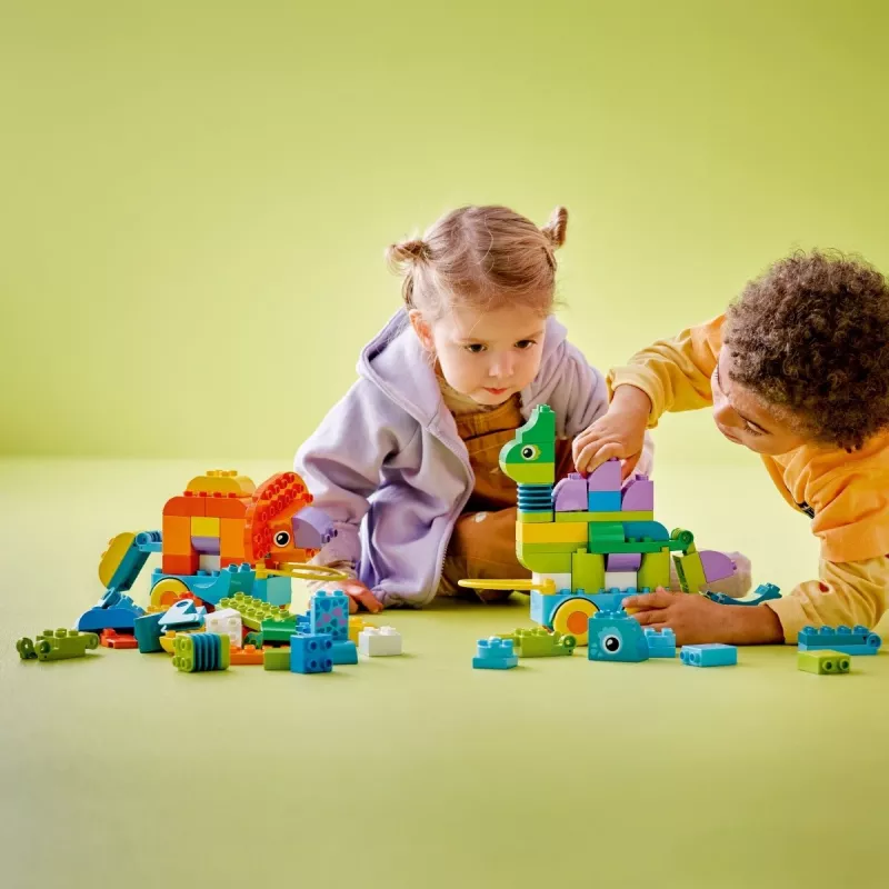 Konstruktors LEGO DUPLO 10451 Dinozauri uz riteņiem 3-in-1 komplekts, 108 gab., vecumam 3+, augstums 220 mm