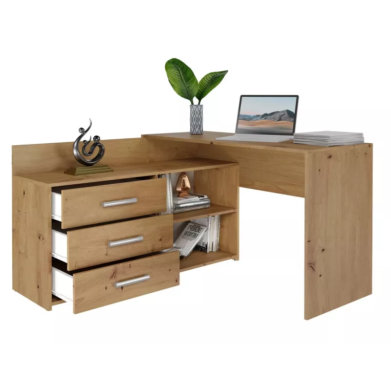 Stūra datorgalds Top e Shop DANY ARTISAN KPL, L-veida, skaidu plāksne, ozola krāsā