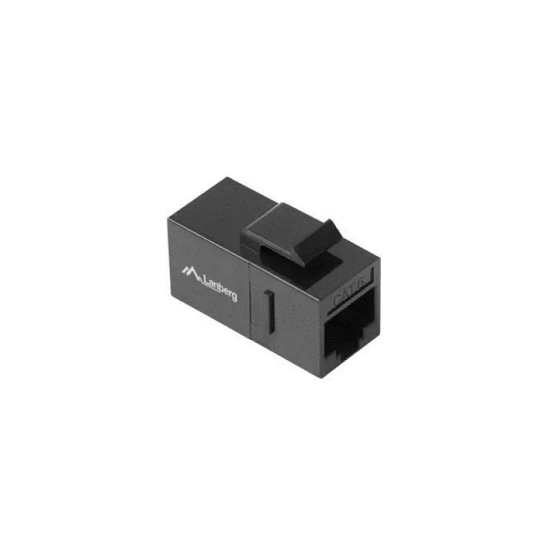 Keystone modulis LANBERG KSU6-3000 — Cat6 U/UTP RJ-45 sieviešu uz RJ-45 sieviešu, plakana konstrukcija, melns