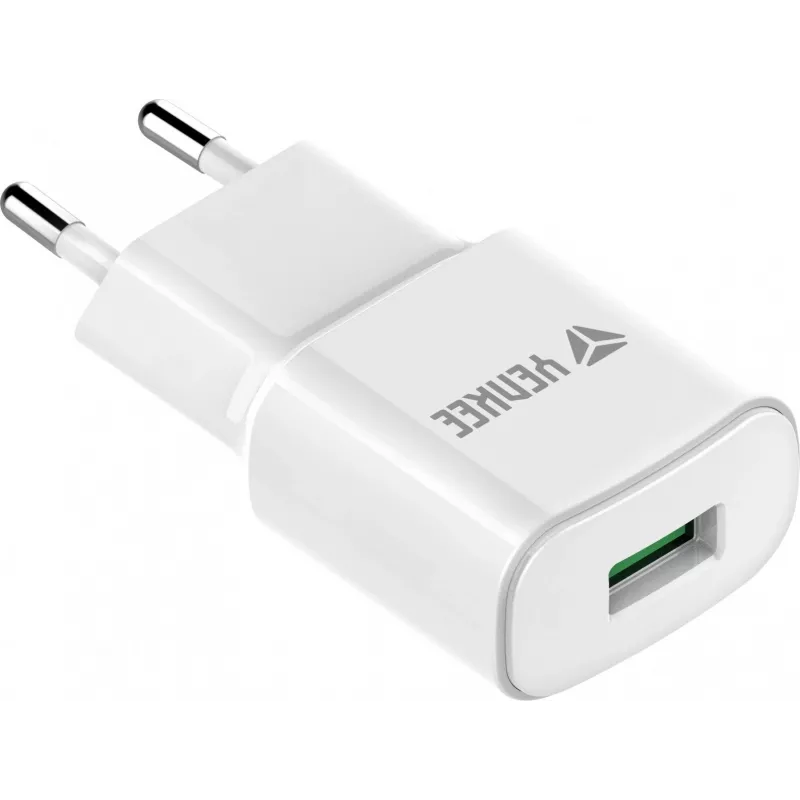 USB sienas lādētājs YENKEE YAC 2023WH 18W 3A Quick Charge 3.0