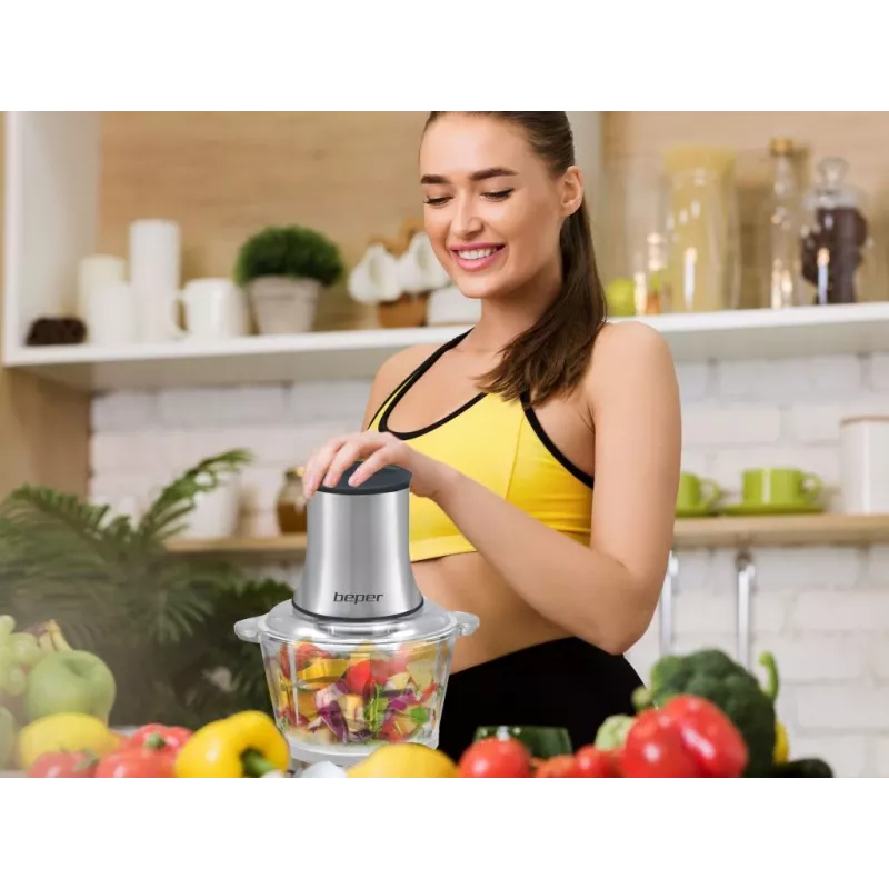 Beper P102ROB001 pārtikas smalcinātājs, 1,5 L stikla trauks, 500 W, nerūsējošais tērauds