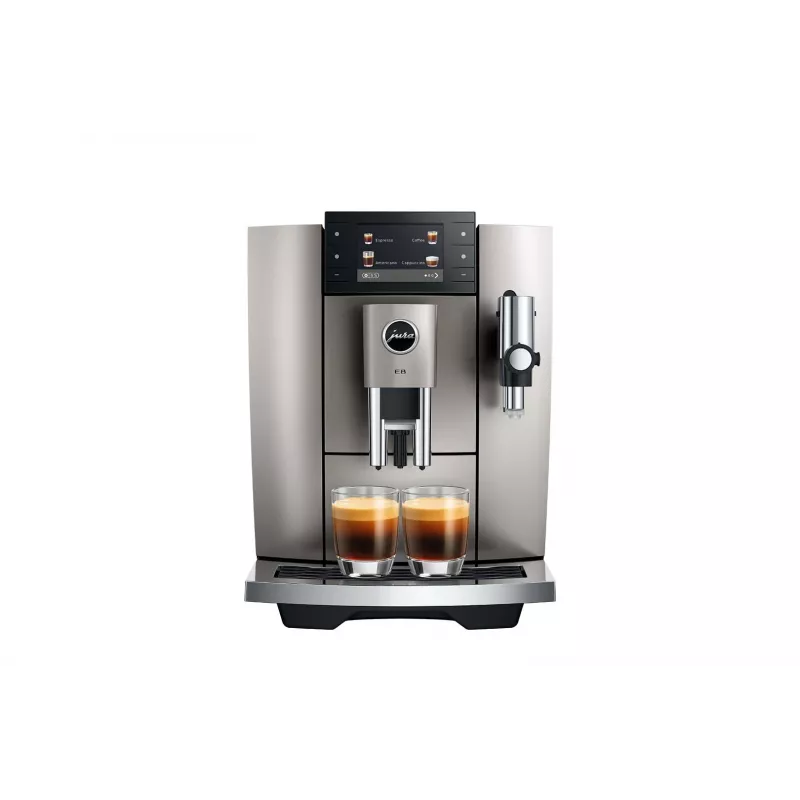 Espresso kafijas automāts JURA E8 Pilnībā automātisks 1,9 L Sudraba — 15 bāri, 3,5 collu displejs, dzirnaviņas, piena putotājs