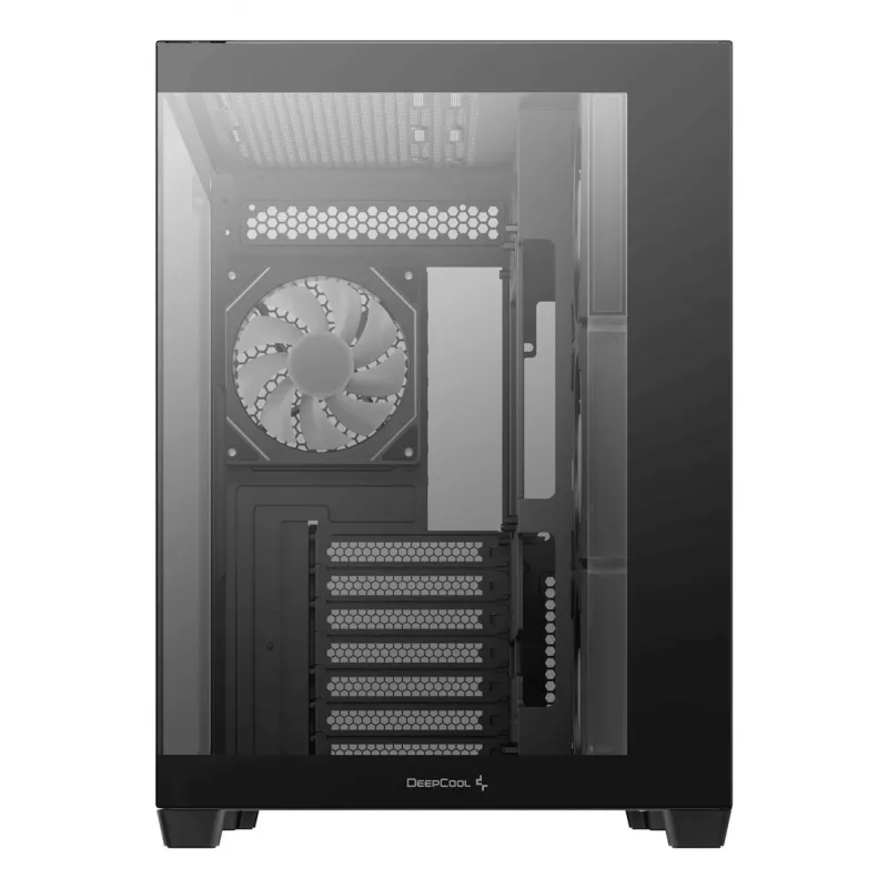 PC korpuss DeepCool CG530 4F Midi Tower Melns — rūdīts stikls, ATX/ITX/Micro ATX, 3x120mm ventilatori, USB-C