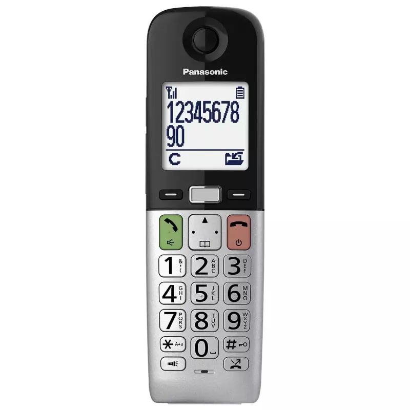DECT telefons Panasonic KX-TGU430 bezvadu klausule, skaļrunis, zvanītāja ID, 2,4 collu displejs, 1000 ierakstu tālruņu grāmata, pelēks/melns