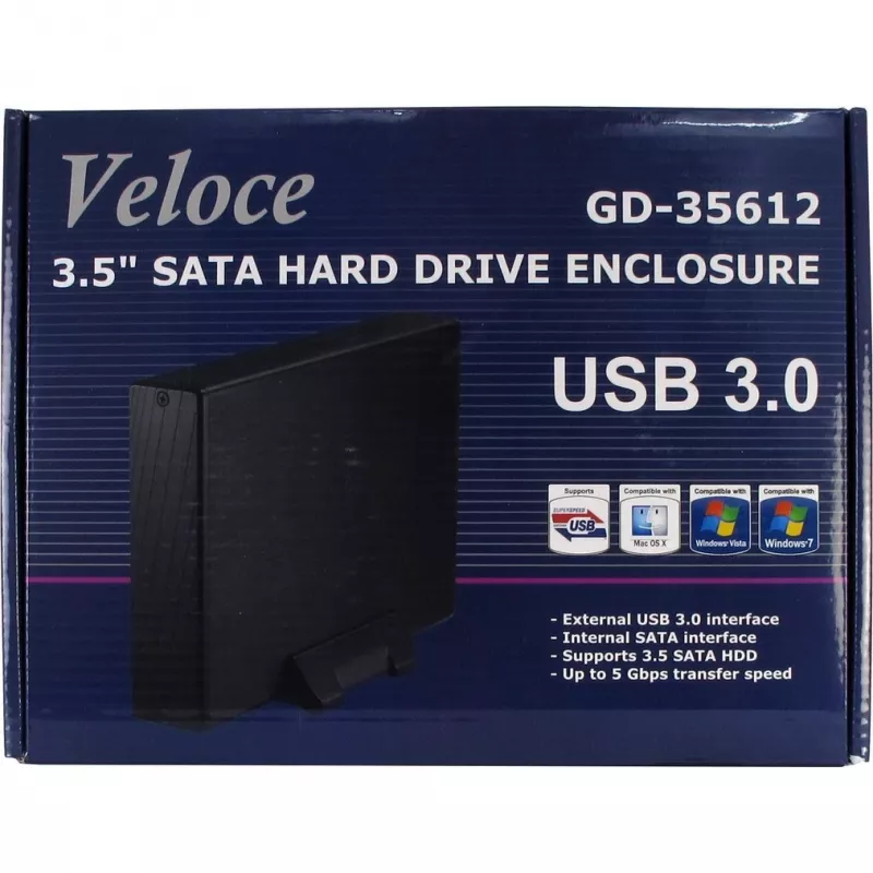 Inter-Tech Veloce GD-35612 - Ārējais disks - 3.5 inch (8.9 cm) - SATA 3Gb/s - USB 3.0
