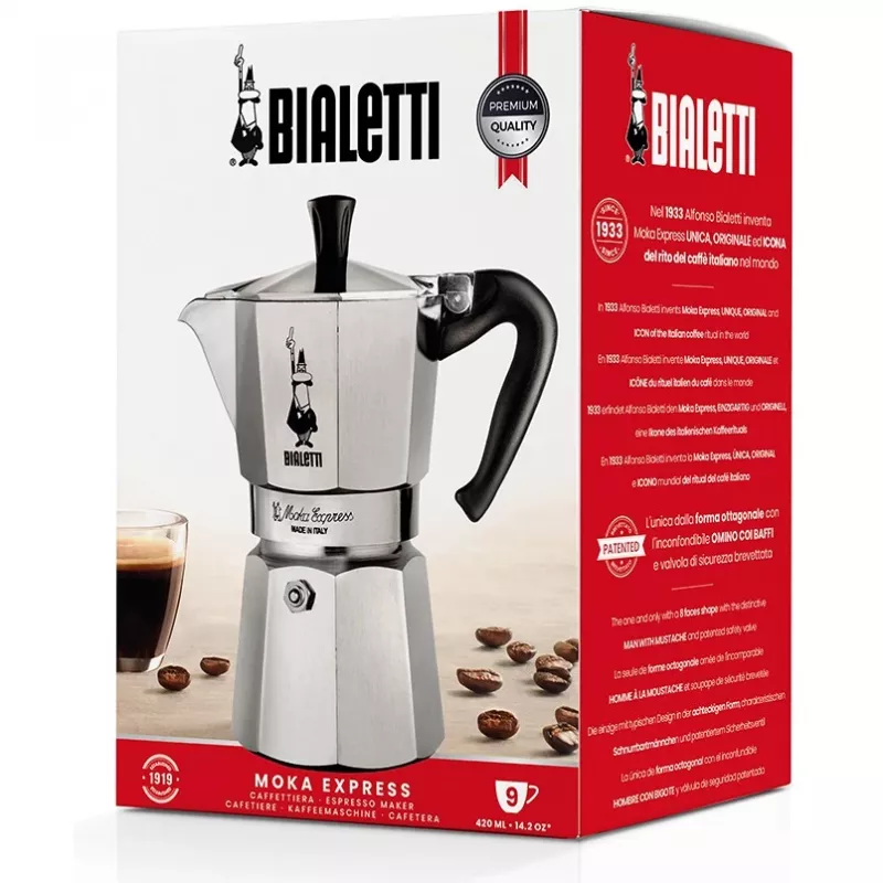 Bialetti Moka Express moka katliņš 0,55 l, melns, sudraba
