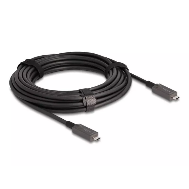 DeLOCK Active Optical USB-C Video + Data + PD Kabelis 10 m Melns