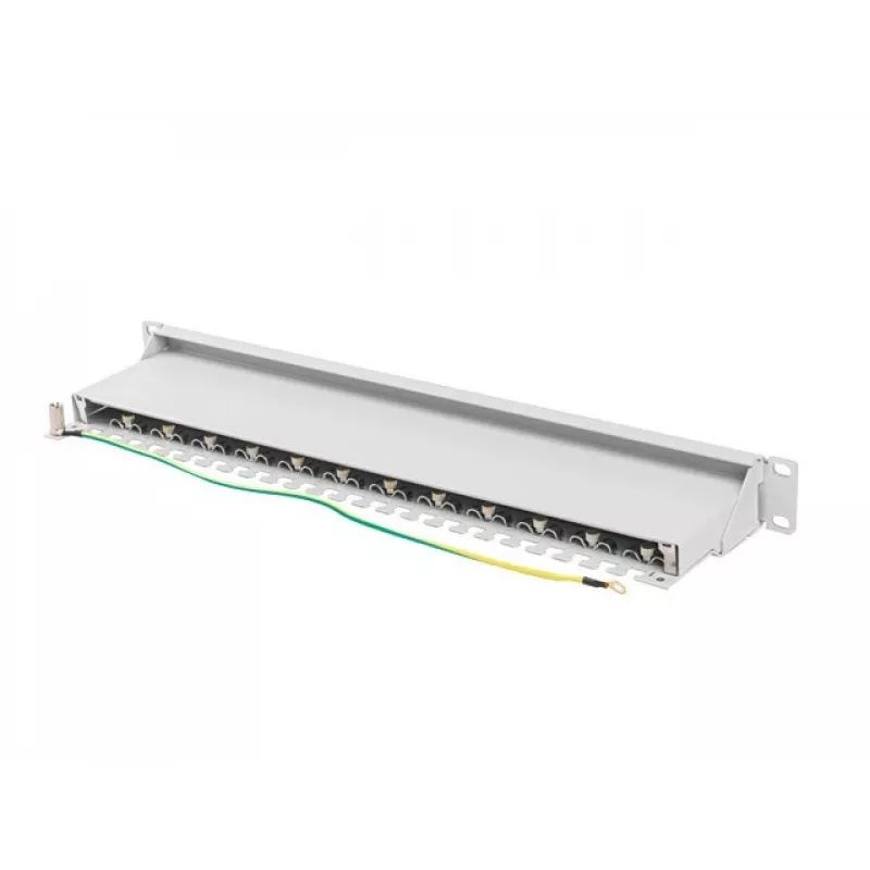 Patch panel 1U LANBERG PPS7-1024-S — 24-portu, Cat7, F/UTP, metāla, 1U (445×102×44,5 mm)