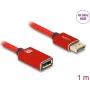 DeLOCK DisplayPort pagarinātāja kabelis 8K 60 Hz 1 m sarkans metāla bez fiksatora