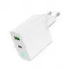Tīkla barošanas bloks 220V GEMBIRD, universāls, 1 x USB Type-C PD 20W, 1 x USB-A 3.0 QC 18W, LED indikators, balts