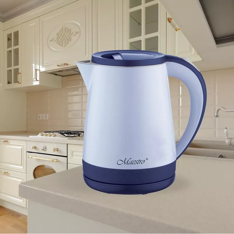 Elektriskā tējkanna Maestro MR-037 1,2 L 1630 W nerūsējošais tērauds, zila, 360° pamatne