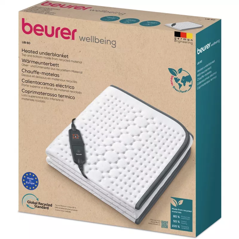 Beurer UB 60 Green Planet apsildāmais palags, 150 x 80 cm