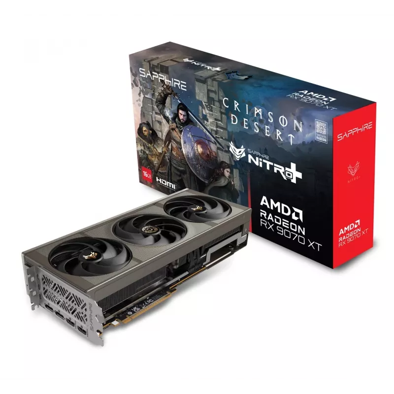 Grafikas karte Sapphire NITRO+ Radeon RX 9070 XT OC Crimson Desert Edition — 16 GB GDDR6, 256 bitu, PCIe 5.0